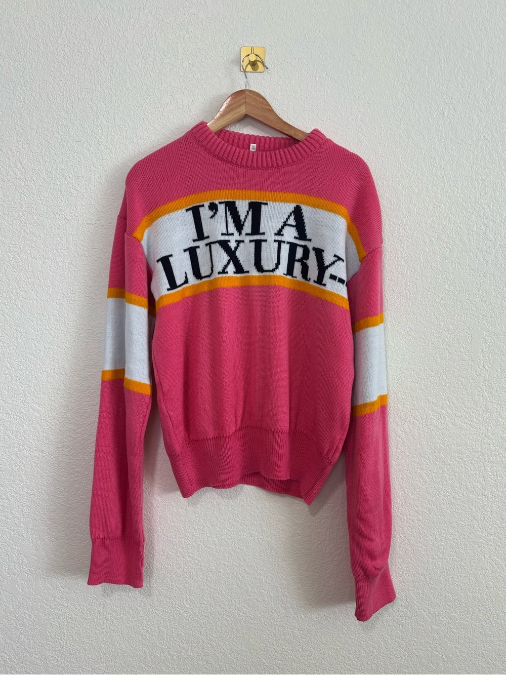 “I’m A Luxury Few Can Afford” Pink Graphic Sweater 2XL